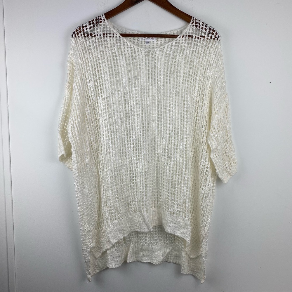 The ZigZag Stripe Medium White Crochet Sweater
